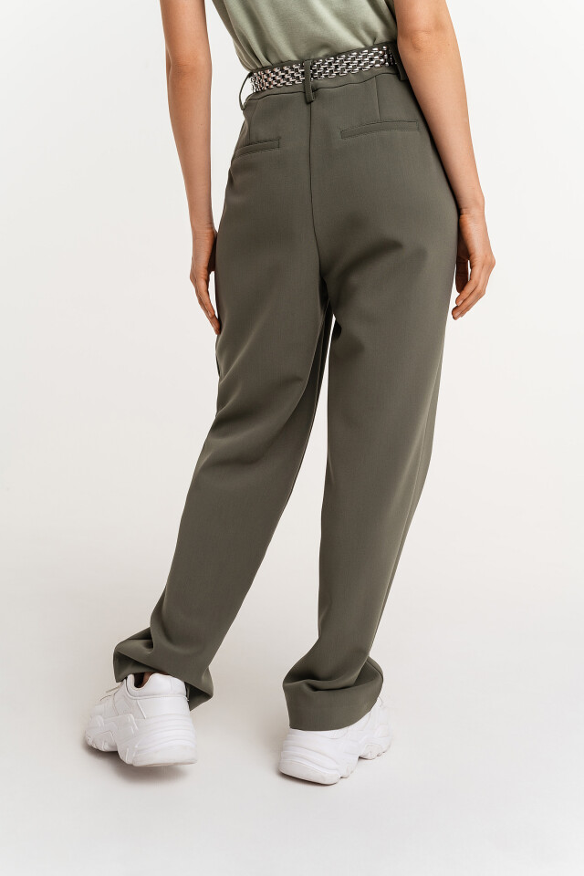 Брюки костюмные wide leg - цвет зеленый - 3