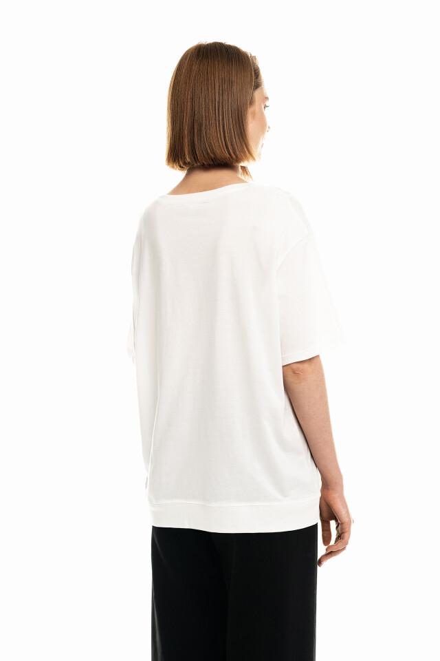 Футболка хлопковая oversize с надписью - цвет белый - 4