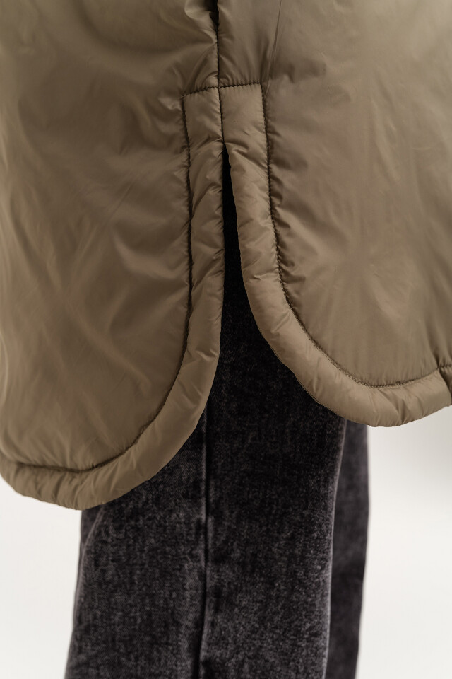 Куртка-рубашка дутая oversize - цвет зеленый - 4