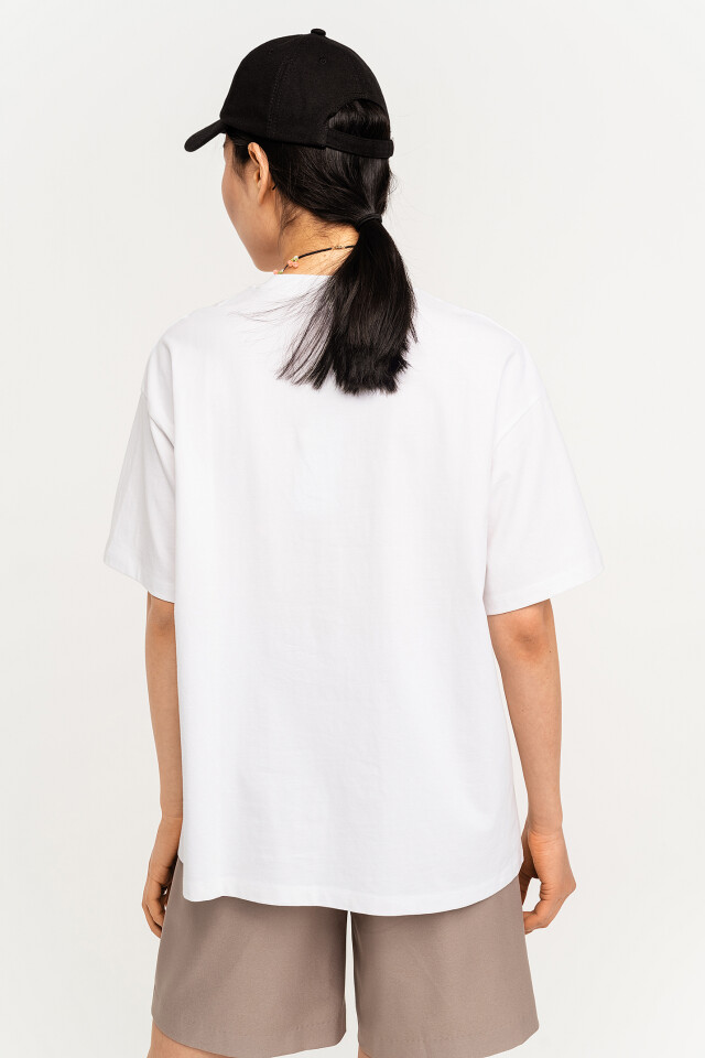 Футболка хлопковая oversize с нагрудным карманом - цвет белый - 6