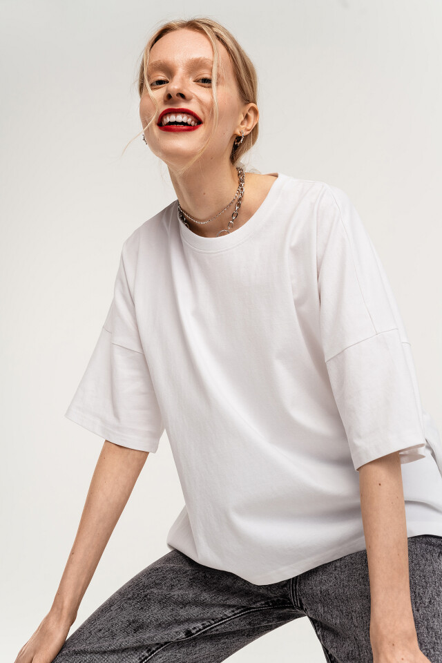 Футболка super oversize хлопковая - цвет белый - 1