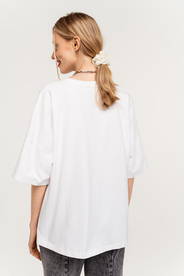 Футболка super oversize хлопковая - цвет белый - 4