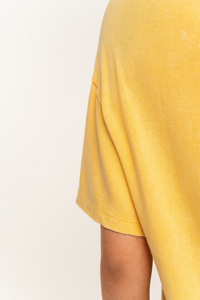 Футболка хлопковая трикотажная oversize - цвет желтый - 5