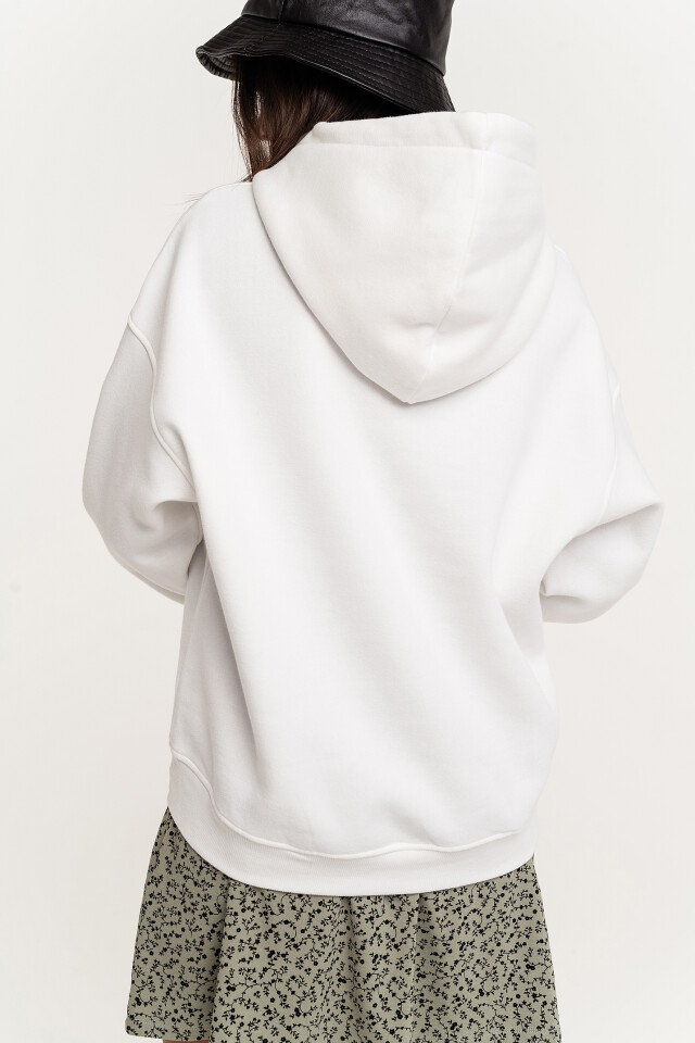 Худи oversize утепленная - цвет белый - 3