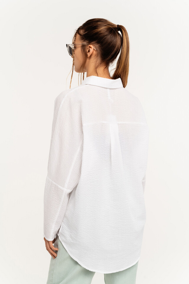Рубашка полосатая oversize - цвет белый - 4