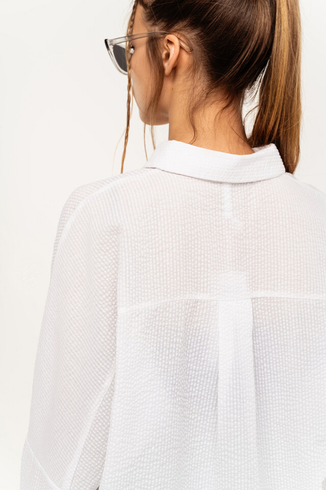 Рубашка полосатая oversize - цвет белый - 5