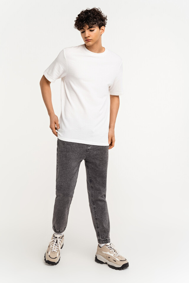 Футболка трикотажная хлопковая oversize - цвет белый - 1