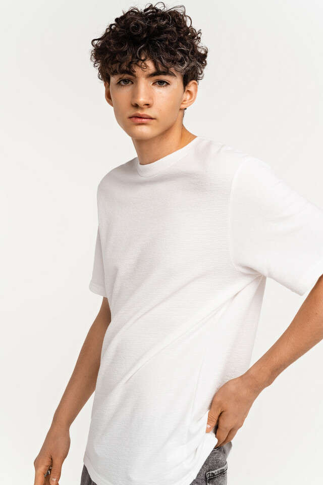 Футболка трикотажная хлопковая oversize - цвет белый - 2