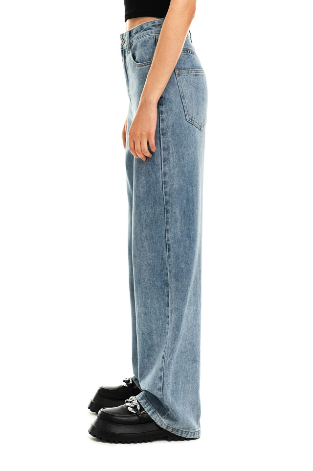 Джинсы wide leg расклешенные - цвет голубой - 3