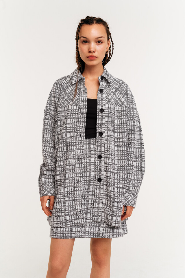 куртка-рубашка oversize из твида - цвет мультиколор - 2