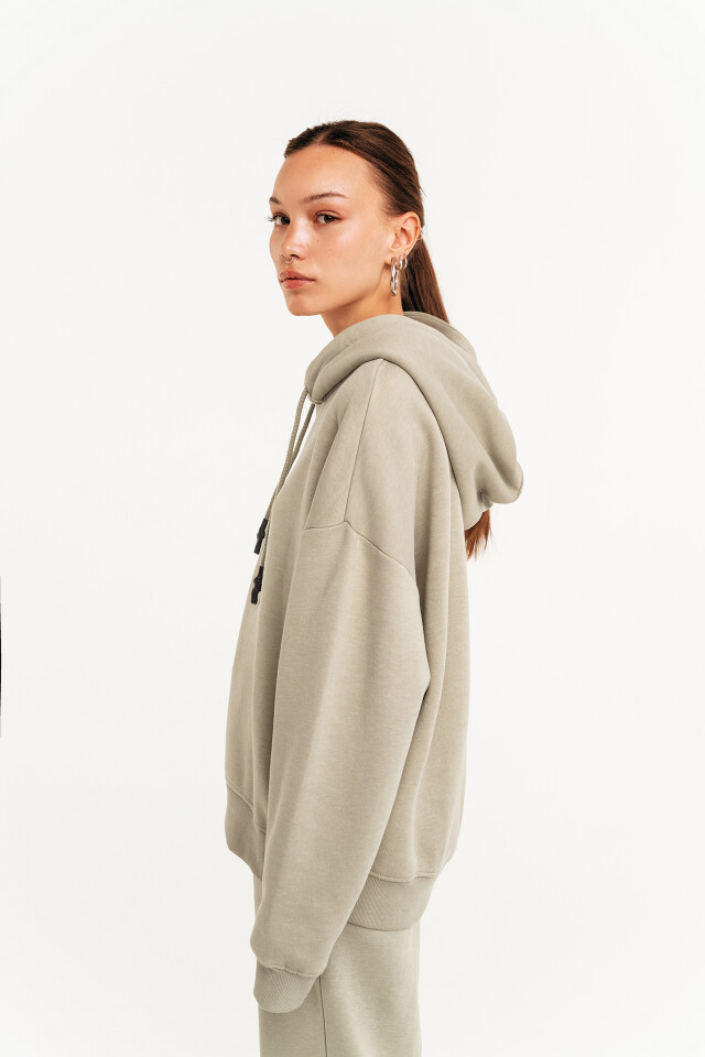 худи хлопковая oversize - цвет зеленый - 3