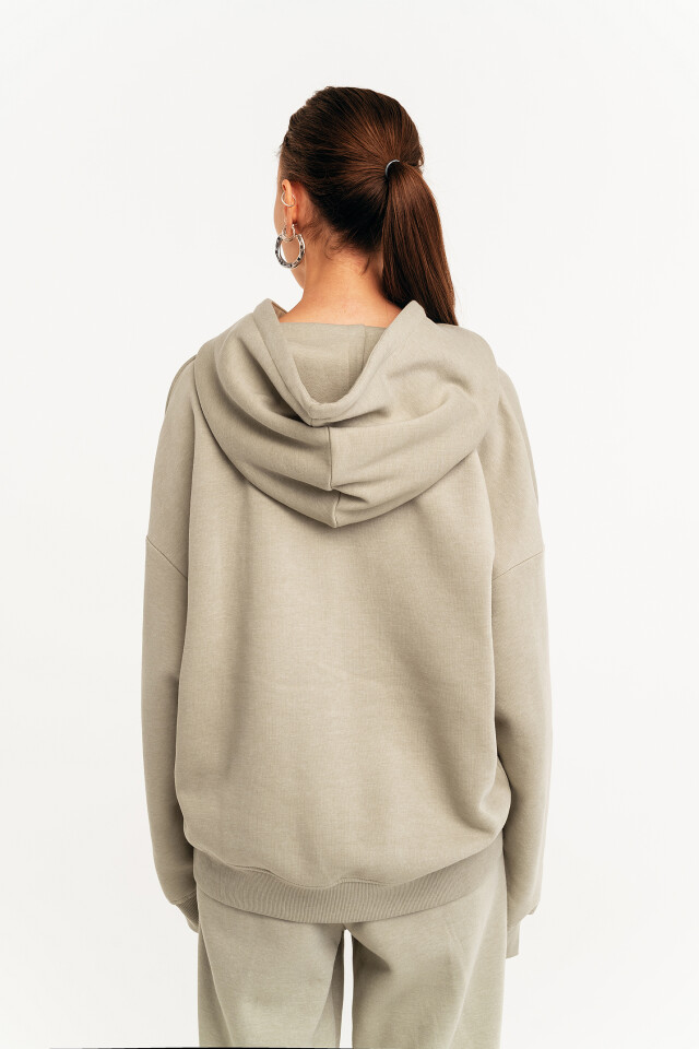 худи хлопковая oversize - цвет зеленый - 4