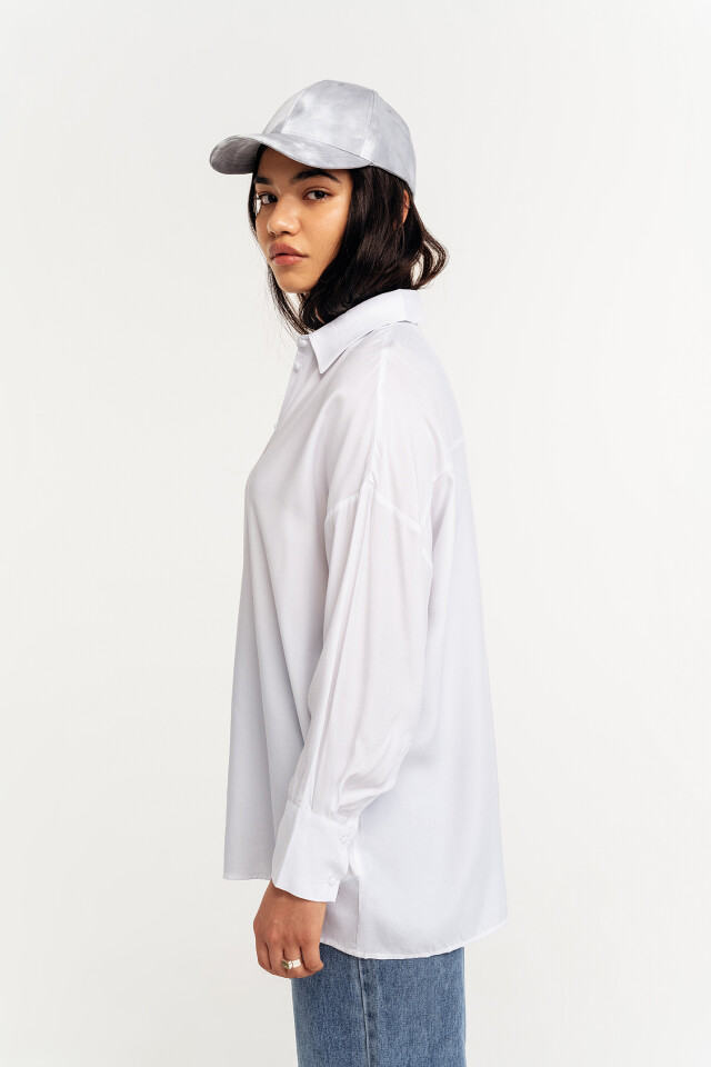 рубашка вискозная oversize - цвет белый - 3