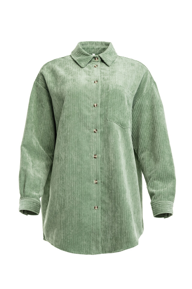 рубашка вельветовая oversize - цвет зеленый - 9