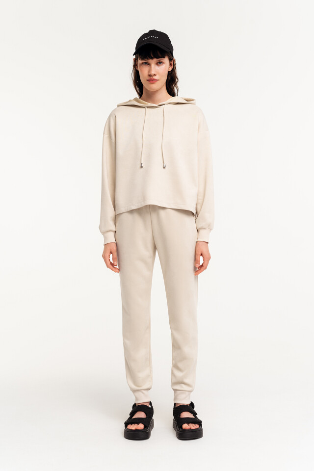 Худи oversize из искусственной замши - цвет бежевый - 1
