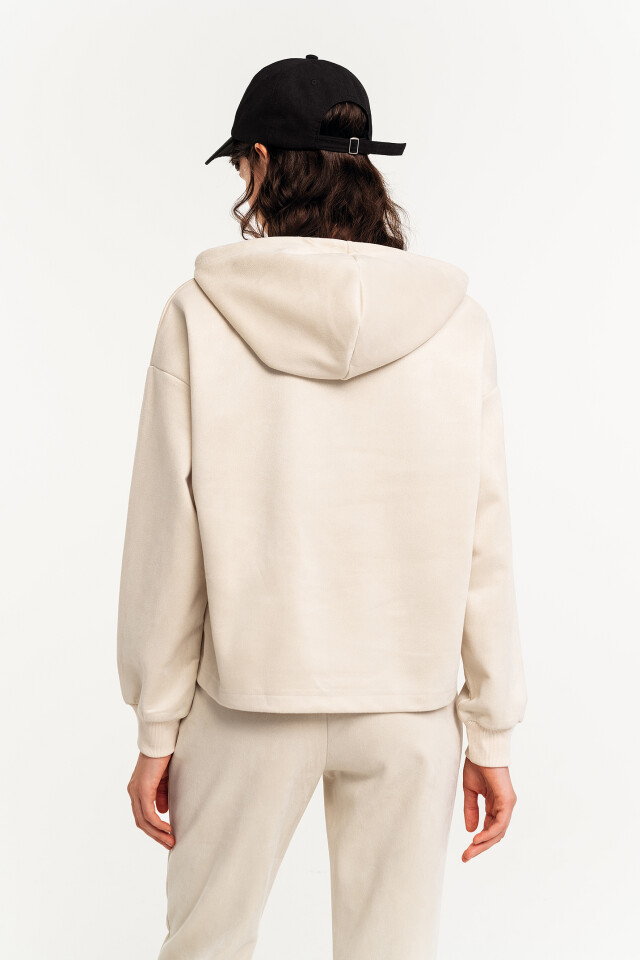 Худи oversize из искусственной замши - цвет бежевый - 4