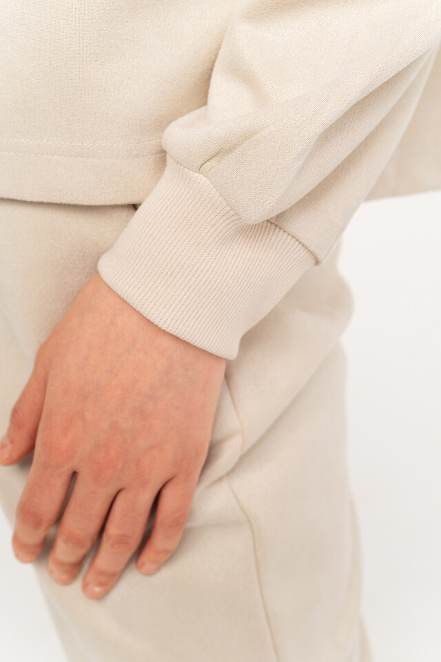 Худи oversize из искусственной замши - цвет бежевый - 5