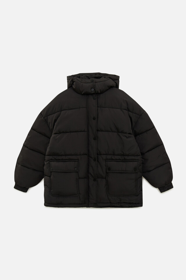 Пуховик oversize с капюшоном - цвет черный - 7