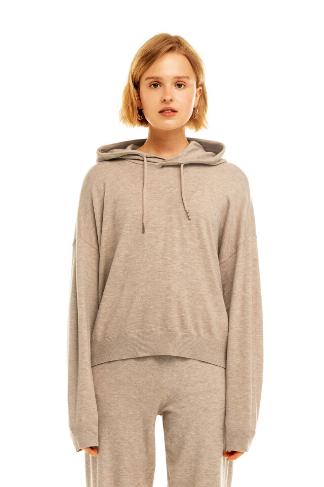 Худи трикотажная oversize - цвет бежевый - 4