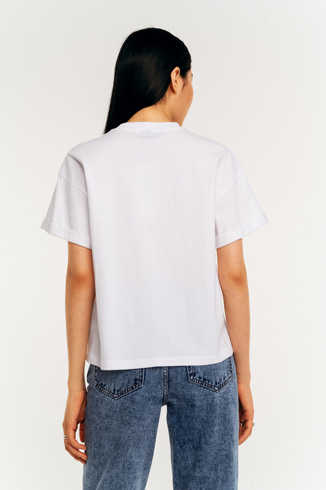 Футболка хлопковая oversize - цвет белый - 5