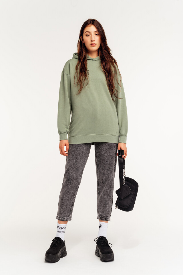 Худи хлопковая oversize - цвет зеленый - 1