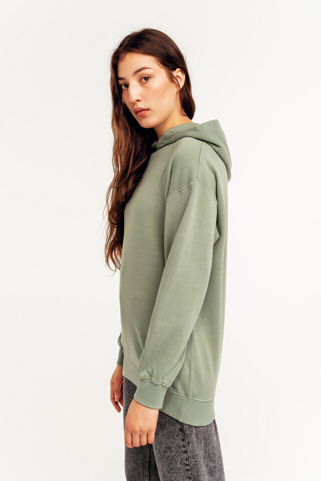 Худи хлопковая oversize - цвет зеленый - 3
