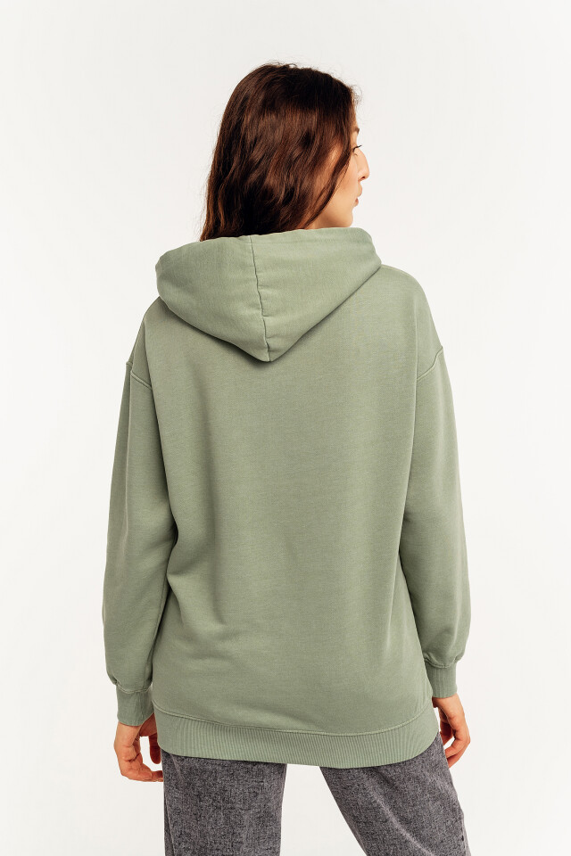 Худи хлопковая oversize - цвет зеленый - 4