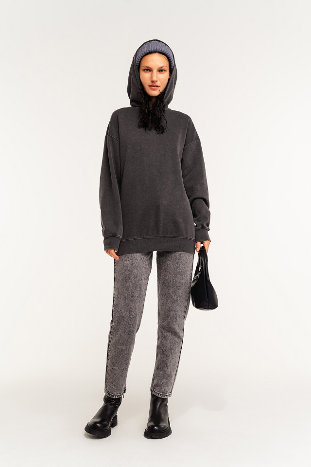 Худи хлопковая oversize - цвет черный - 1