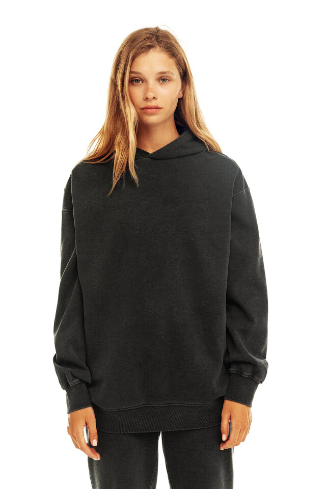 Худи хлопковая oversize - цвет черный - 2