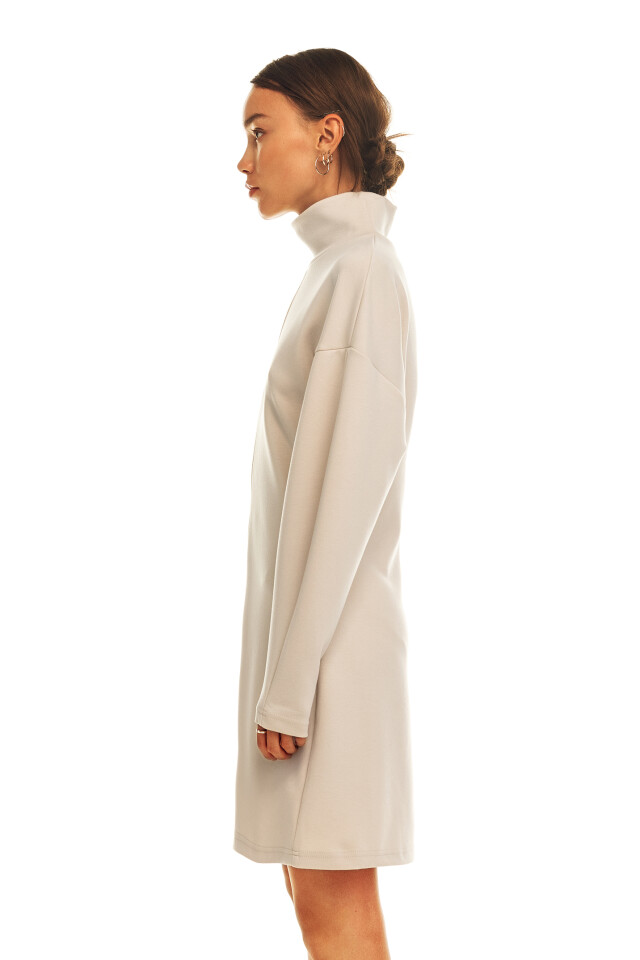 Платье трикотажное oversize - цвет бежевый - 3