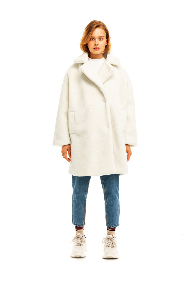 Шуба oversize из искусственного меха - цвет бежевый - 1