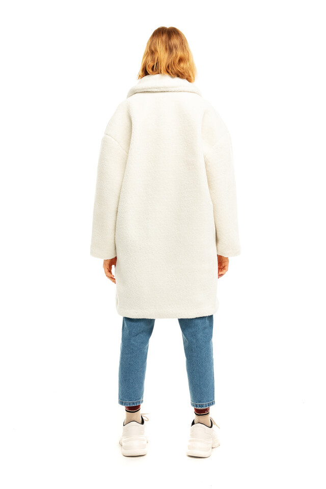 Шуба oversize из искусственного меха - цвет бежевый - 2