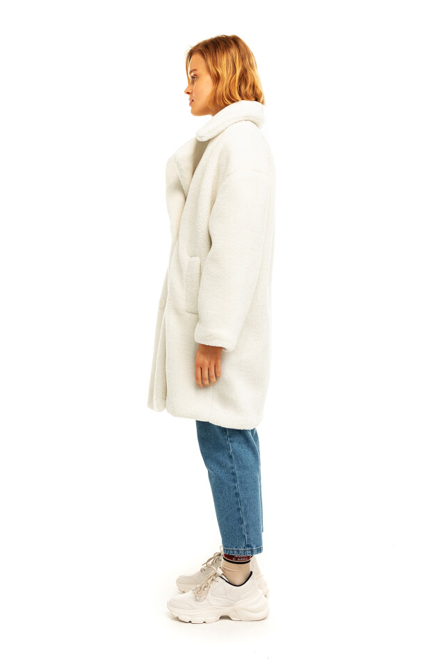 Шуба oversize из искусственного меха - цвет бежевый - 3