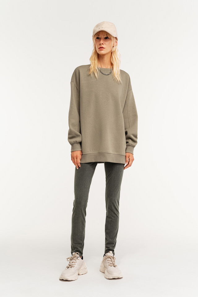 свитшот хлопковый super oversize - цвет зеленый - 4