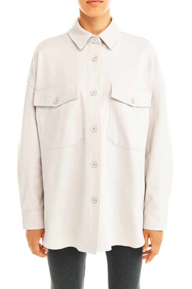 Рубашка oversize из плотной ткани - цвет бежевый - 5