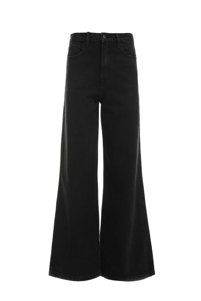 Джинсы wide leg с высокой посадкой - цвет черный - 9