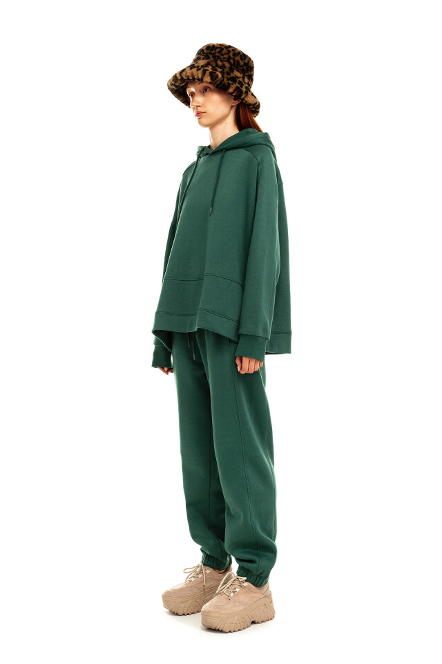 Худи утепленная oversize - цвет зеленый - 4