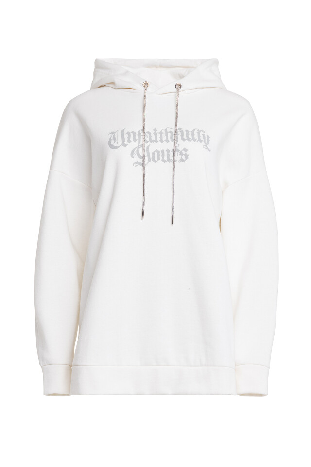 Худи хлопковая oversize с надписью - цвет белый - 7
