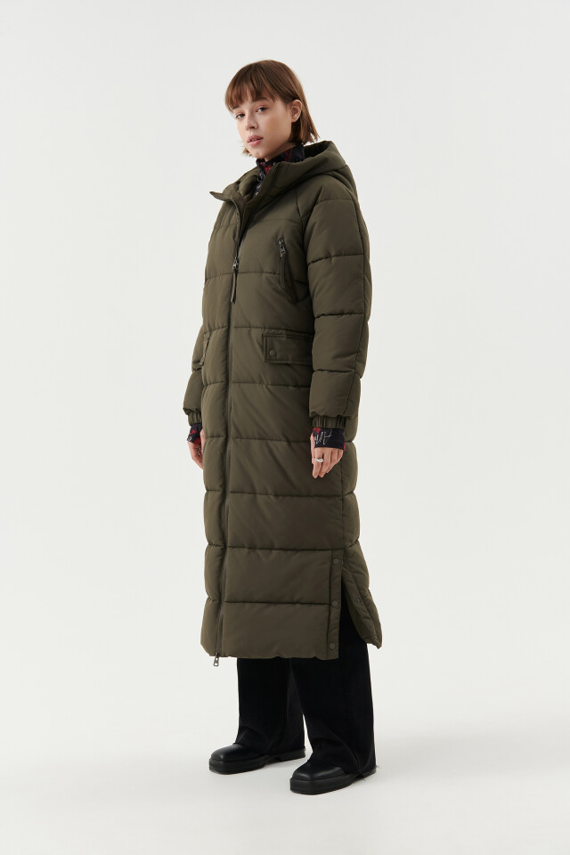 Пальто стеганое утепленное oversize - цвет зеленый - 3