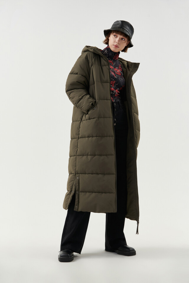 Пальто стеганое утепленное oversize - цвет зеленый - 7