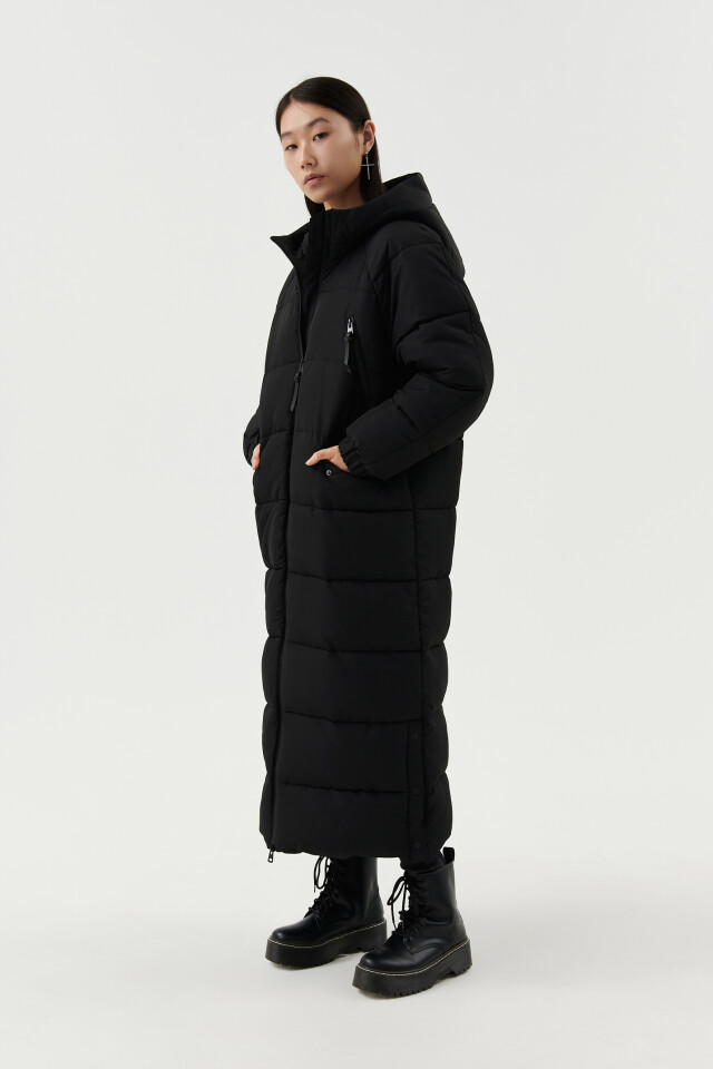 Пальто стеганое утепленное oversize - цвет черный - 3