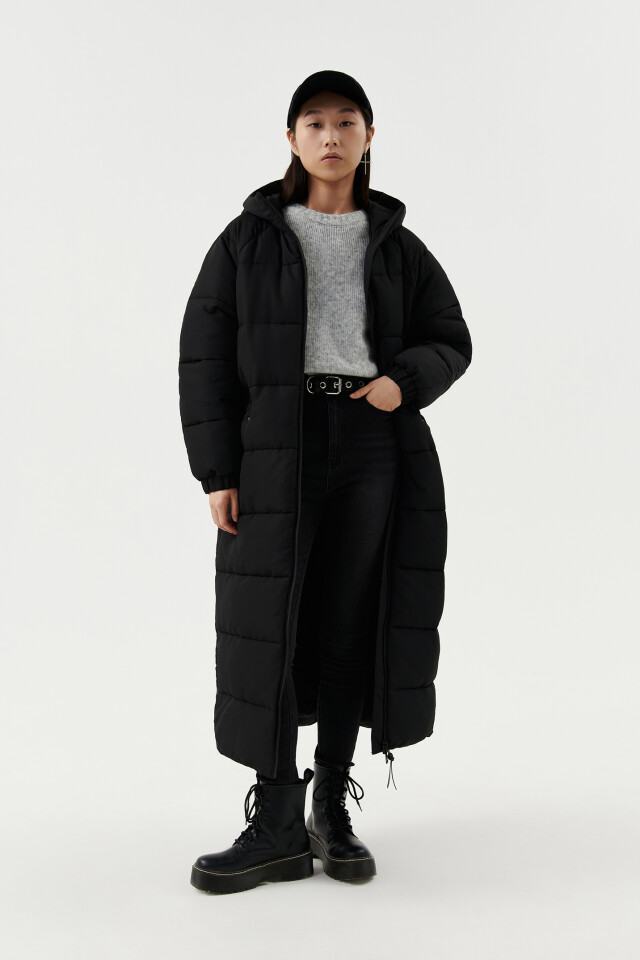 Пальто стеганое утепленное oversize - цвет черный - 4
