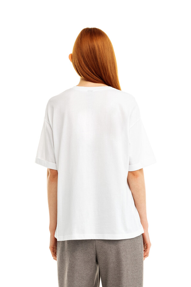 Футболка хлопковая oversize - цвет белый - 2