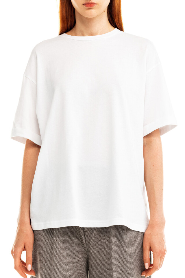 Футболка хлопковая oversize - цвет белый - 5