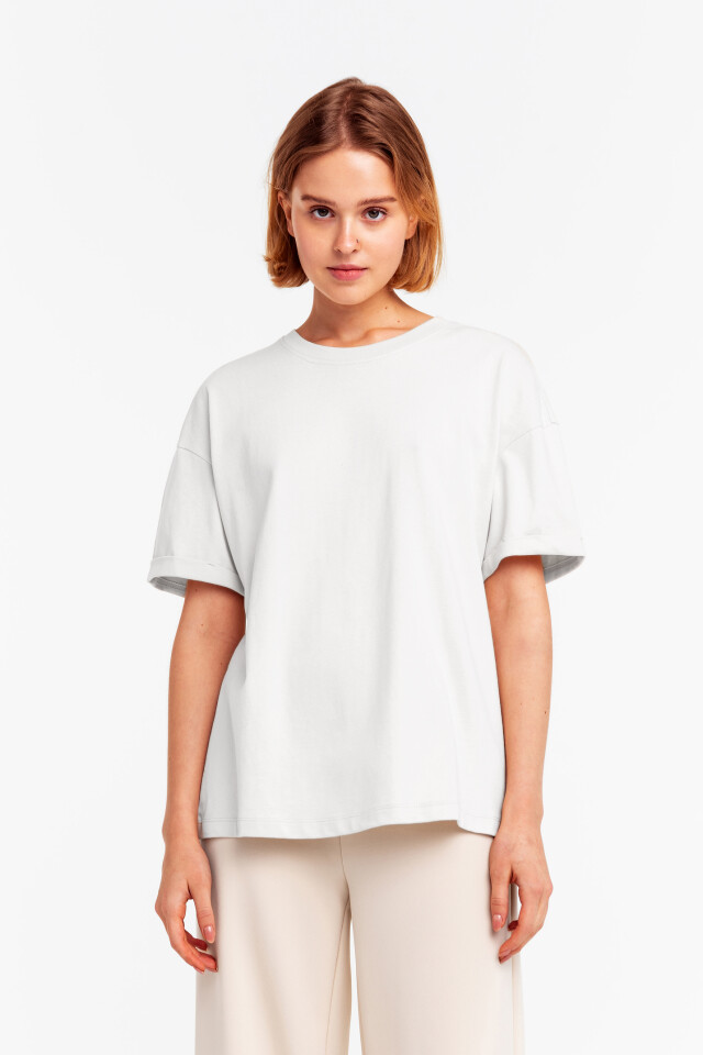 Футболка хлопковая oversize - цвет белый - 4