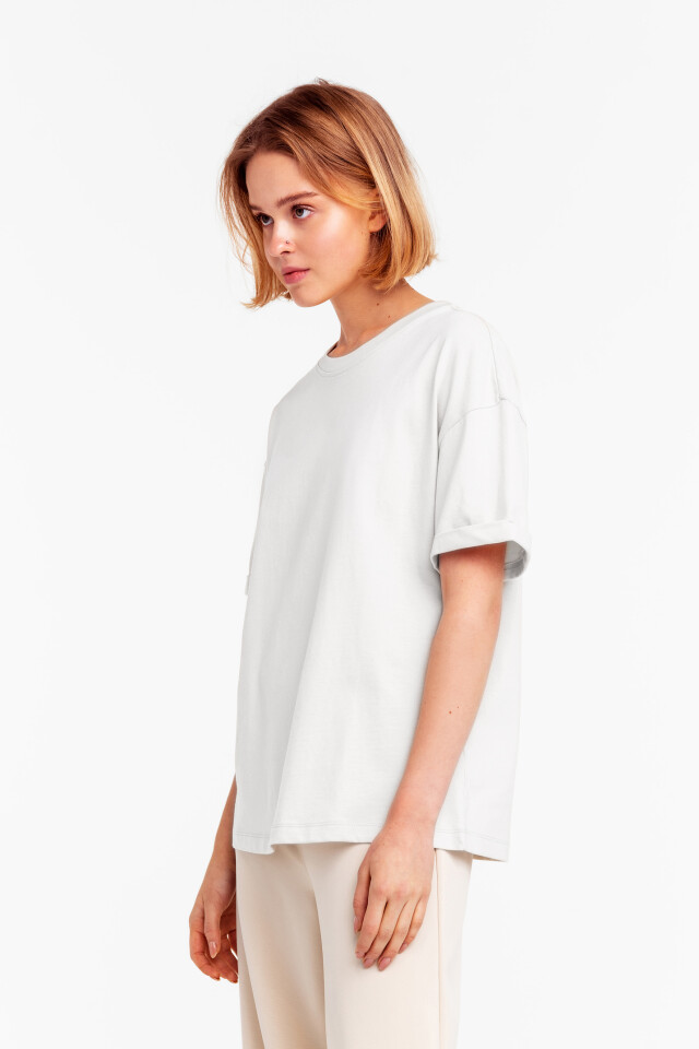 Футболка хлопковая oversize - цвет белый - 5