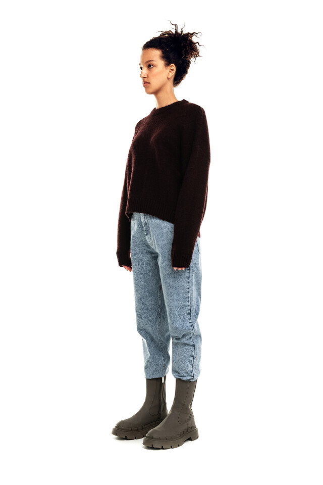 Свитер oversize с добавлением шерсти - цвет бордовый - 3