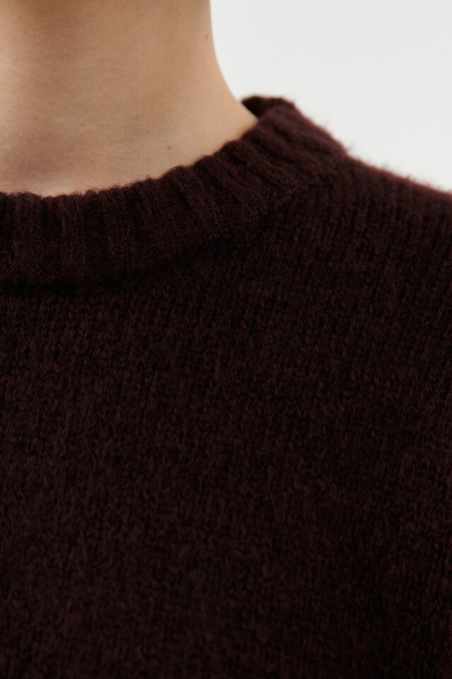 Свитер oversize с добавлением шерсти - цвет бордовый - 6