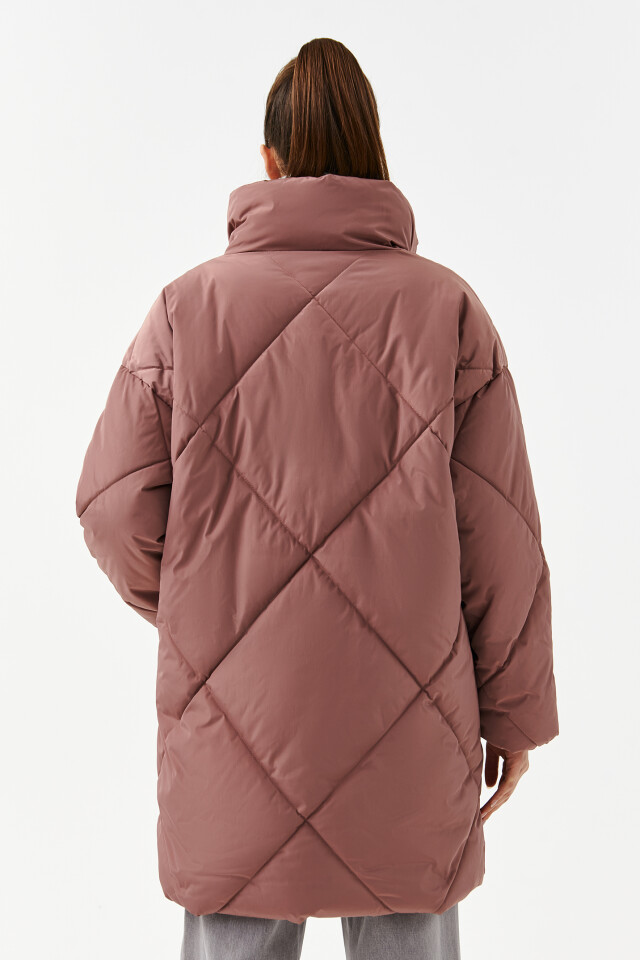 Пальто стеганое oversize - цвет розовый - 2
