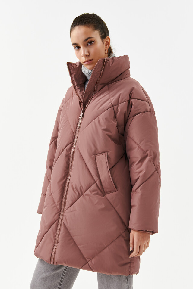 Пальто стеганое oversize - цвет розовый - 3